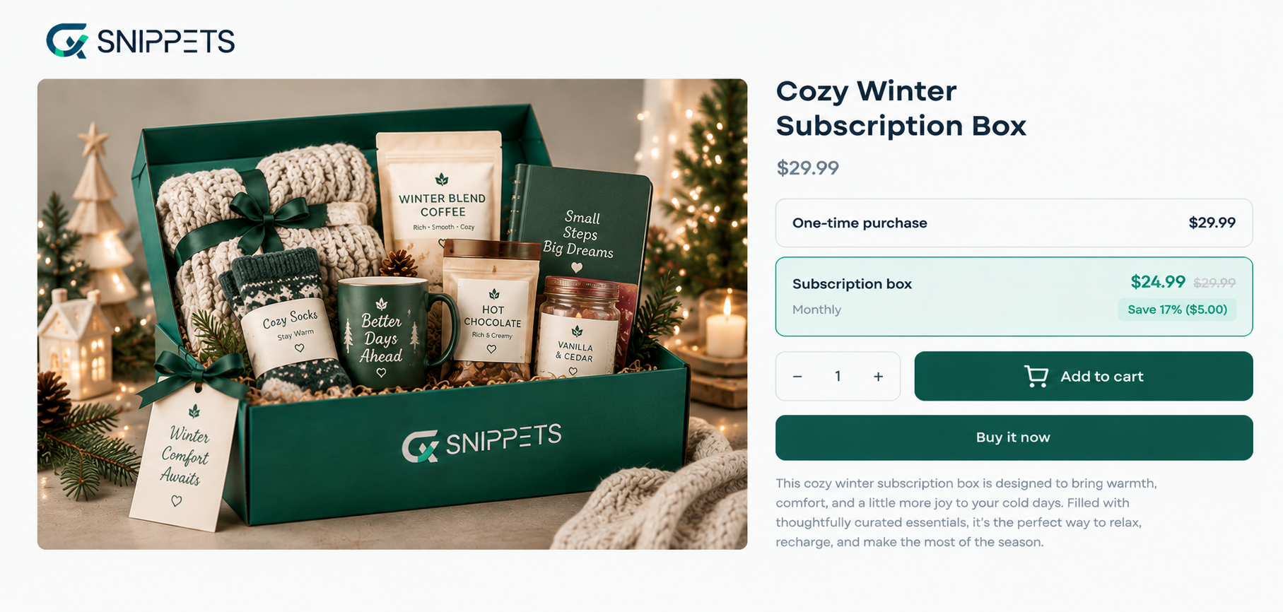 cozy winter subscription box idea