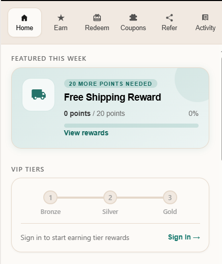 free shipping for points