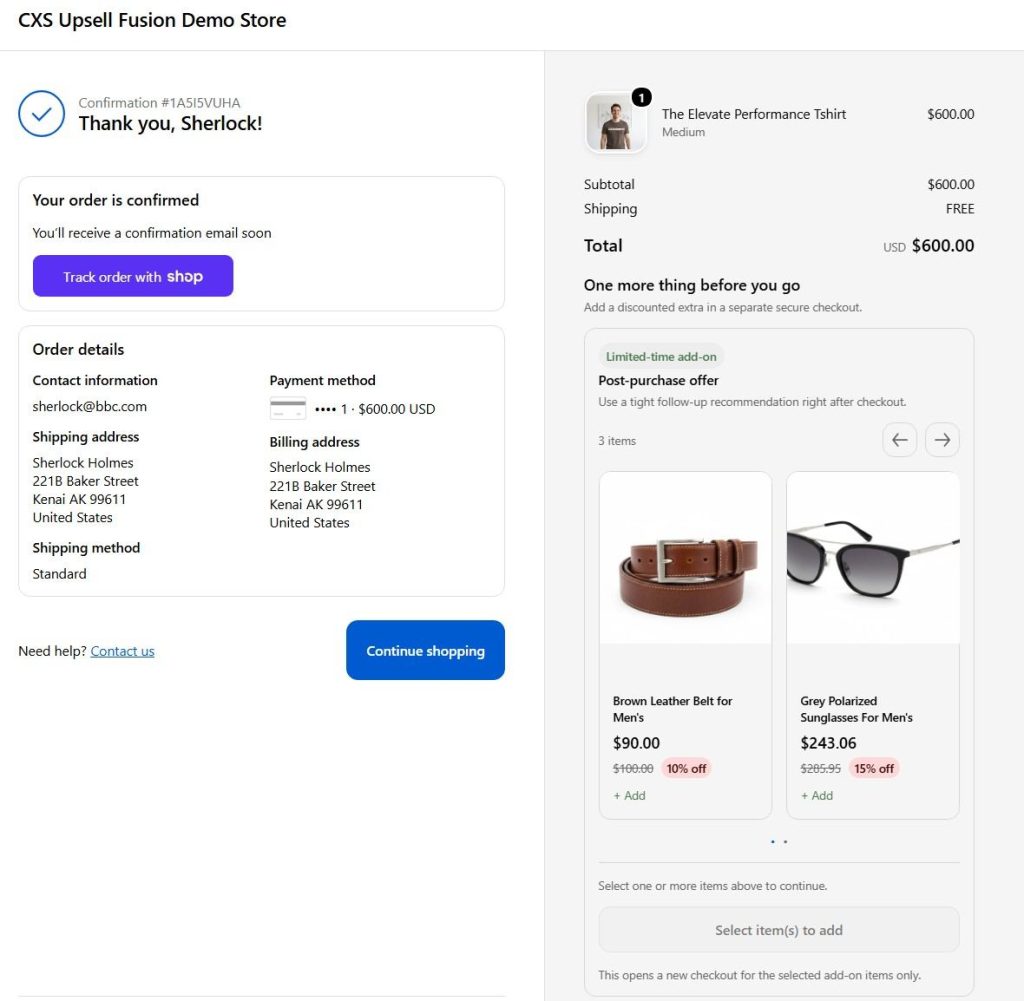 Post Purchase Upsell
