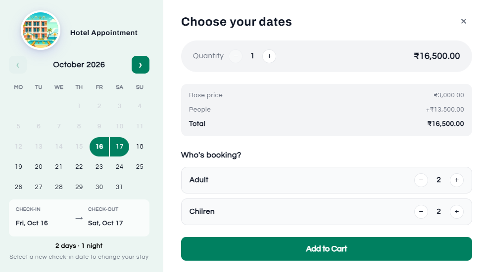 hotel booking with shopify booking